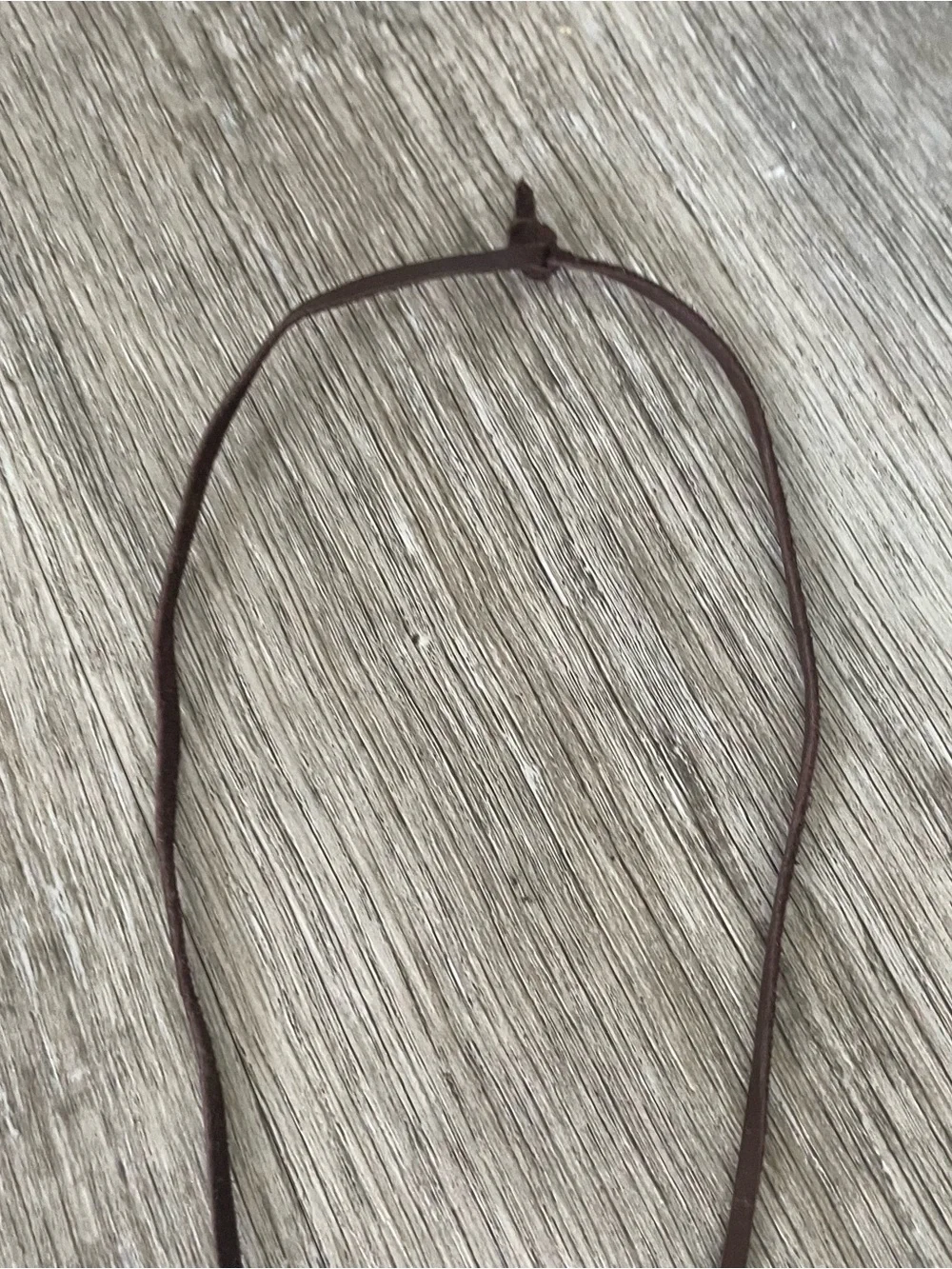 Handcrafted Wire Wrapped Stone Pendant Necklace – Brown Cord – Copper Tone Wire